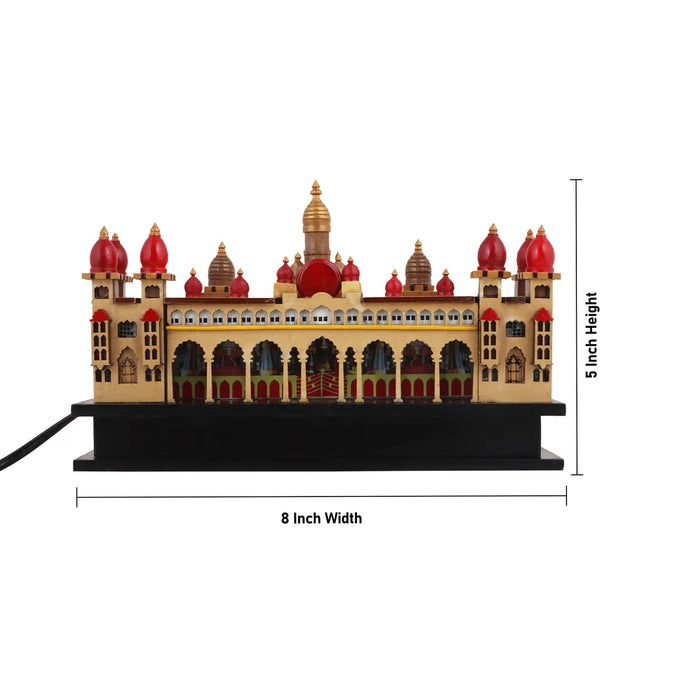 3D Wooden Palace With LED Light – 8 x 5 Inches | Wooden Mysore Palace / Palace Model for Home Decor