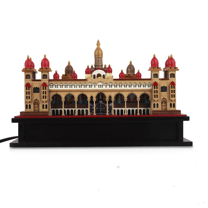 3D Wooden Palace LED Showpiece – 10 x 7 Inches | Wooden Mysore Palace / Mysore Palace Model for Home Decor