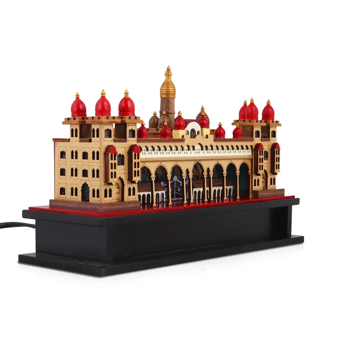 3D Wooden Palace LED Showpiece – 10 x 7 Inches | Wooden Mysore Palace / Mysore Palace Model for Home Decor