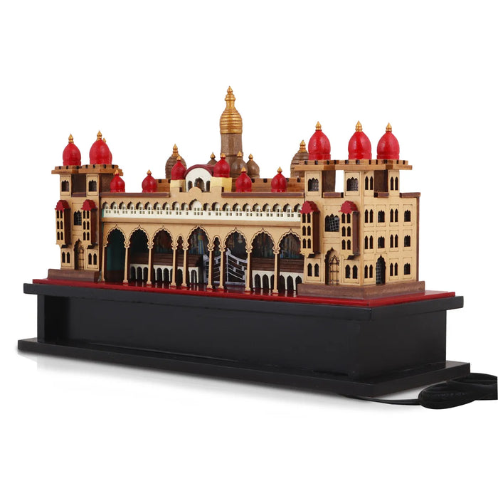 3D Wooden Palace LED Showpiece – 10 x 7 Inches | Wooden Mysore Palace / Mysore Palace Model for Home Decor