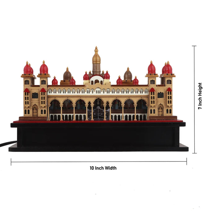 3D Wooden Palace LED Showpiece – 10 x 7 Inches | Wooden Mysore Palace / Mysore Palace Model for Home Decor