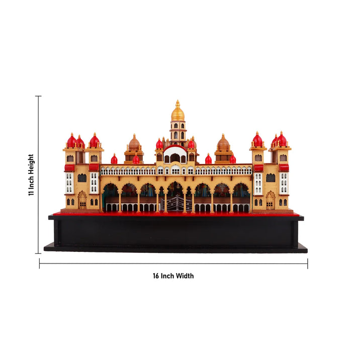 3D Wooden Palace with LED Light– 8 x 5 Inches | Wooden Mysore Palace / Mysore Palace Model for Home Decor