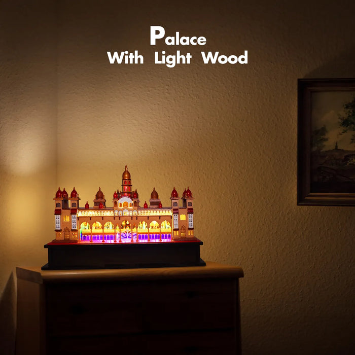 3D Wooden Palace with LED Light– 8 x 5 Inches | Wooden Mysore Palace / Mysore Palace Model for Home Decor