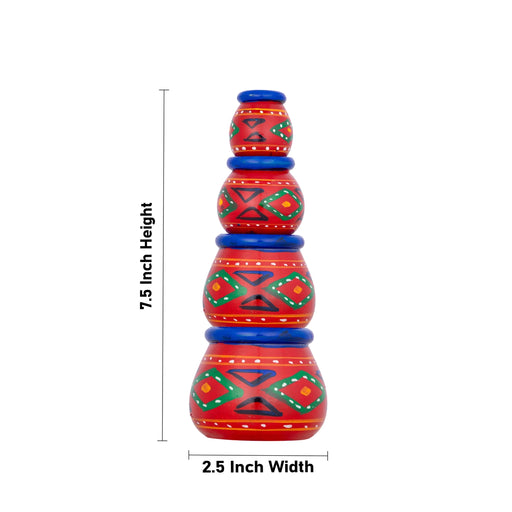 Decorative Pot Set - 7.5 x 2.5 Inches | Wooden Pot/ Decorative Showpiece for Home & Office Decor - Table Stand Accessories