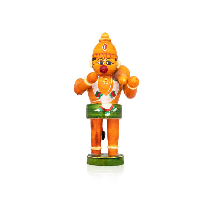 Anjaneya Statue - 6 x 4 Inches | Wooden Statue/ Hanuman Idol/ Hanuman Statue for Pooja