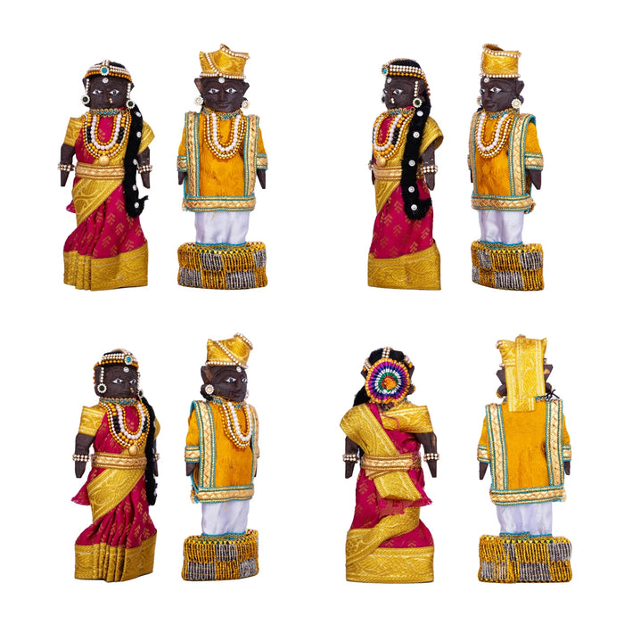 Marapachi Bommai Pair - 7 x 2.75 Inches | Marapachi Doll/ Kolu Bommai/ Decorative Doll/ Wood Sculpture for Home - Marapachi Bommai