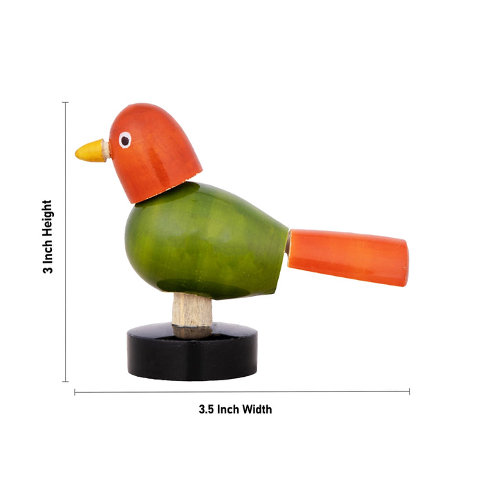 Spring Bird - 2 x 1.5 Inches | Wood Sculpture/ Wooden Statue for Home Decor - Table Stand Accessories