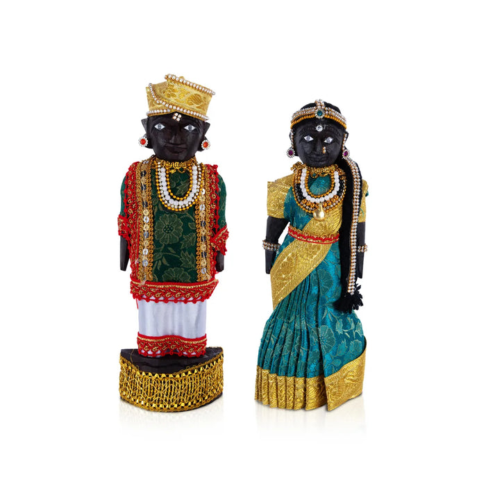 Marapachi Bommai Pair - 10 x 3.5 Inches | Marapachi Doll/ Kolu Bommai/ Decorative Doll/ Wood Sculpture for Home - Marapachi Bommai