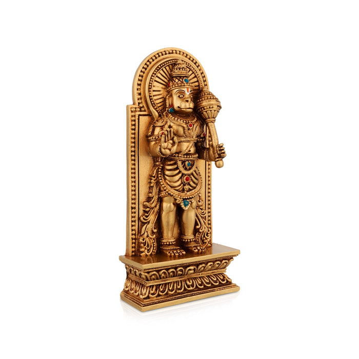Hanuman Standing On Base Murti - 9 x 3.5 Inches | Resin Idol / Anjaneyar Statue For Home Decor