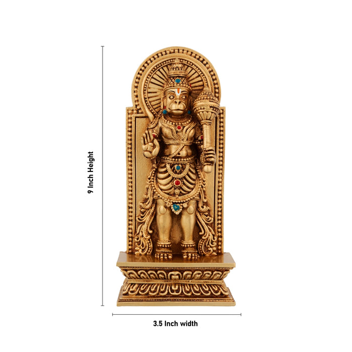 Hanuman Standing On Base Murti - 9 x 3.5 Inches | Resin Idol / Anjaneyar Statue For Home Decor