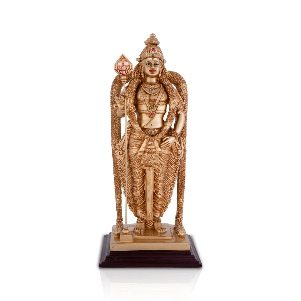 Murugan Statue - 12 x 5.5 Inches | Resin Statue/ Standing Kartikeya Statue for Pooja