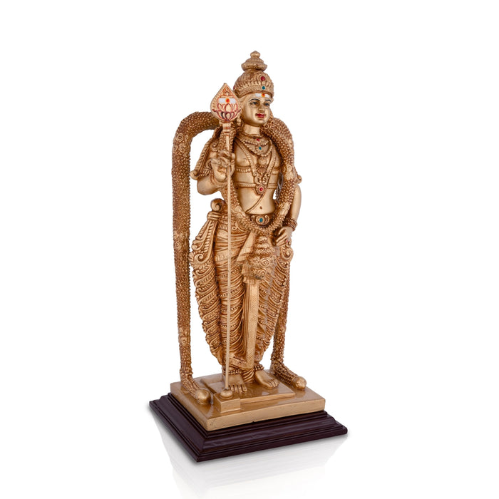 Murugan Statue - 12 x 5.5 Inches | Resin Statue/ Standing Kartikeya Statue for Pooja