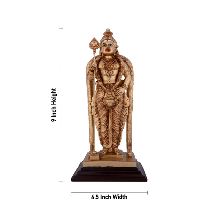 Murugan Statue - 9 x 4.5 Inches | Resin Statue/ Standing Kartikeya Statue for Pooja