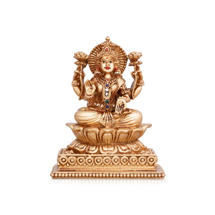 Laxmi Murti - 4.5 x 3.5 Inches | Gold Polish Laxmi Statue/ Resin Idol for Pooja/ 150 Gms Approx - Fibre Murties