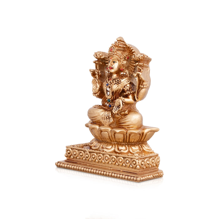 Laxmi Murti - 4.5 x 3.5 Inches | Gold Polish Laxmi Statue/ Resin Idol for Pooja/ 150 Gms Approx - Fibre Murties