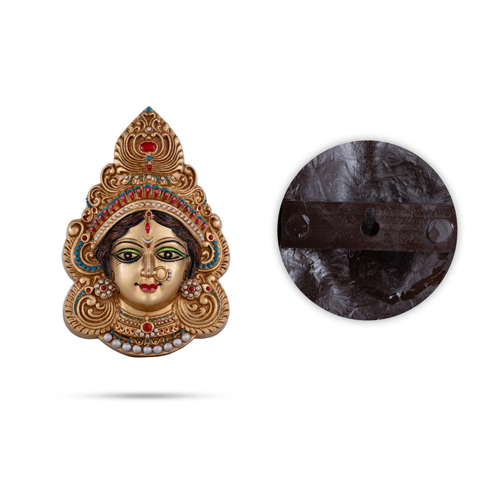 Durga Face Wall Hanging - 8 x 5.5 Inches | Resin Wall Hanger/ Maa Durga Face Wall Hanging for Home - Wall Hanging