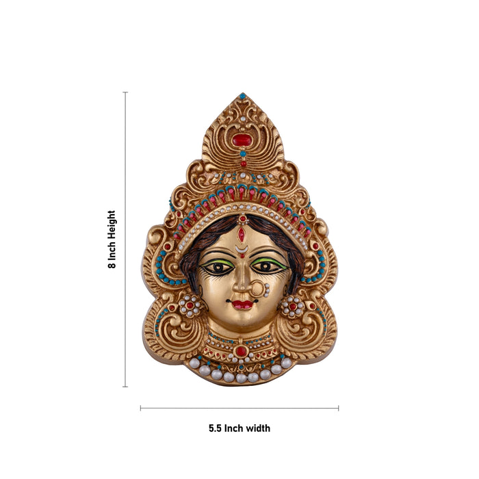 Durga Face Wall Hanging - 8 x 5.5 Inches | Resin Wall Hanger/ Maa Durga Face Wall Hanging for Home - Wall Hanging