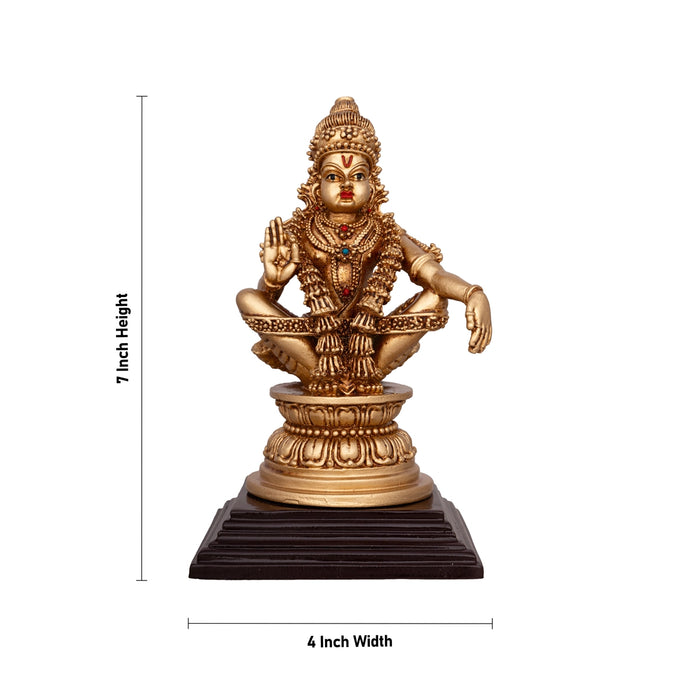 Ayyappan Statue - 7 x 4 Inches | Resin Statue/ Ayyappa Idol/ Ayyappan Vigraham for Pooja