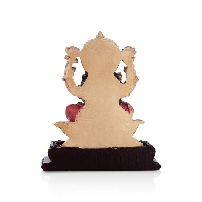 Lakshmi Idol Sitting On Lotus Flower - 4 x 3.5 Inches | Resin Statue/ Coloured Laxmi Idol for Pooja