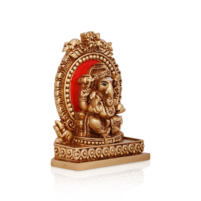 Ganesh Murti With Arch - 4 x 3 Inches | Ganpati Murti Sitting On Sinhasan/ Resin Statue for Pooja