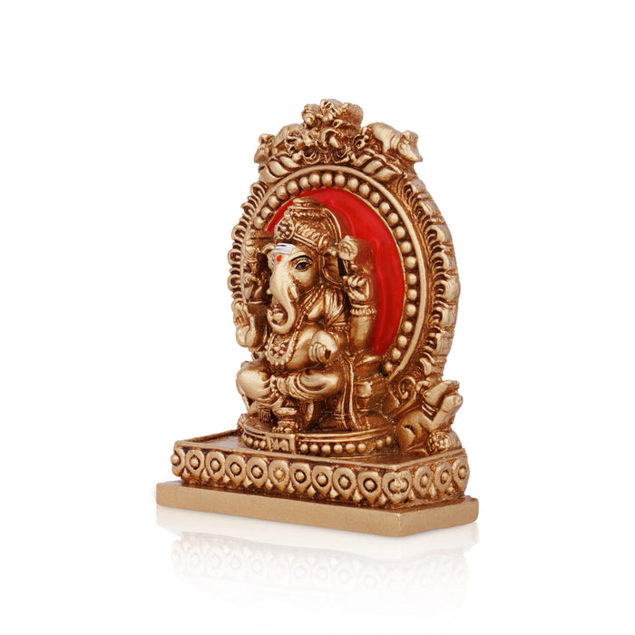 Ganesh Murti With Arch - 4 x 3 Inches | Ganpati Murti Sitting On Sinhasan/ Resin Statue for Pooja