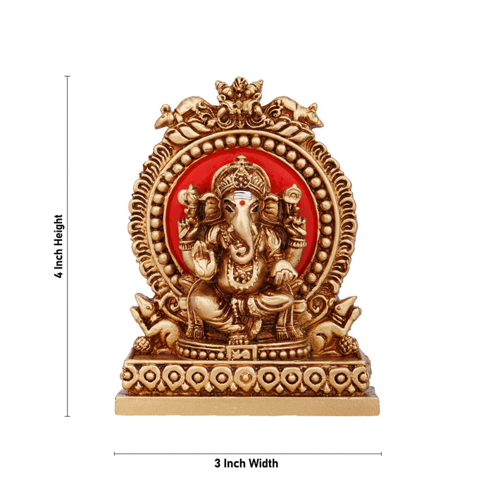 Ganesh Murti With Arch - 4 x 3 Inches | Ganpati Murti Sitting On Sinhasan/ Resin Statue for Pooja