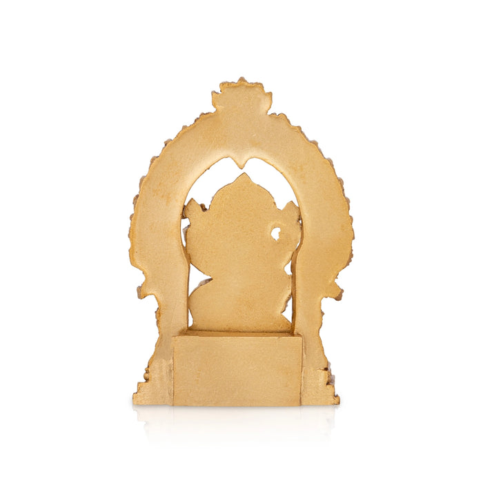 Ganesh Murti With Arch Sitting On Base - 4 x 2.5 Inches | Resin Statue/ Vinayaka Statue for Pooja - Fibre Murties
