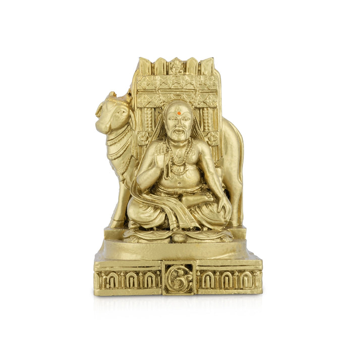 Raghavendra With Cow Murti - 5 x 3.4 Inches | Resin Antique Idol/ Raghavendra Statue For Pooja Room