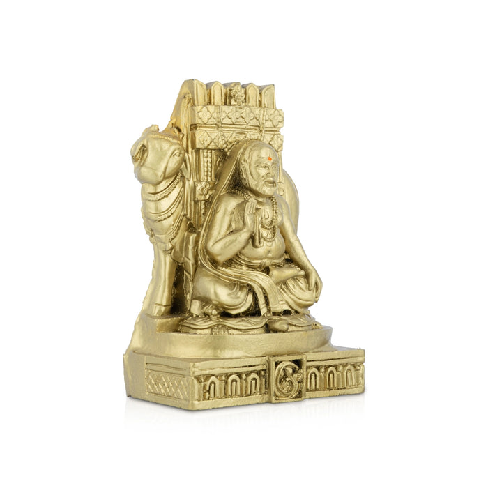 Raghavendra With Cow Murti - 5 x 3.4 Inches | Resin Antique Idol/ Raghavendra Statue For Pooja Room
