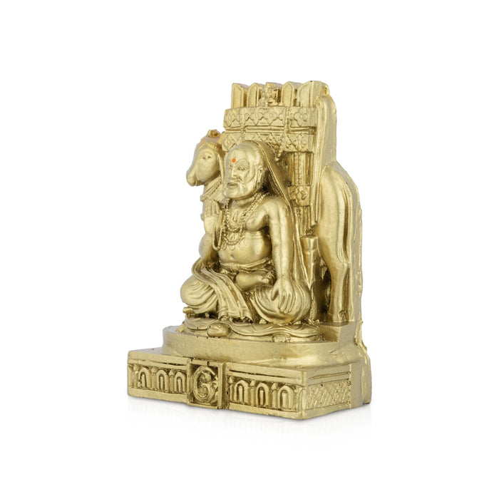 Raghavendra With Cow Murti - 5 x 3.4 Inches | Resin Antique Idol/ Raghavendra Statue For Pooja Room