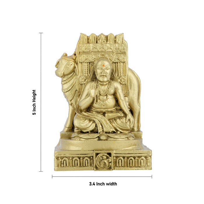 Raghavendra With Cow Murti - 5 x 3.4 Inches | Resin Antique Idol/ Raghavendra Statue For Pooja Room