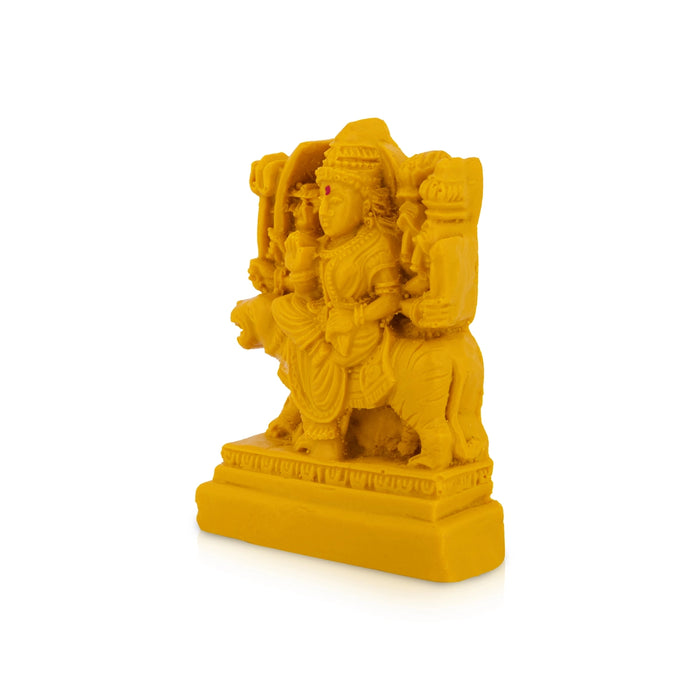 Durga Devi Murti - 3 x 2.4 Inches | Wooden Finish Idol/ Dugra Maa Statue For Pooja Space