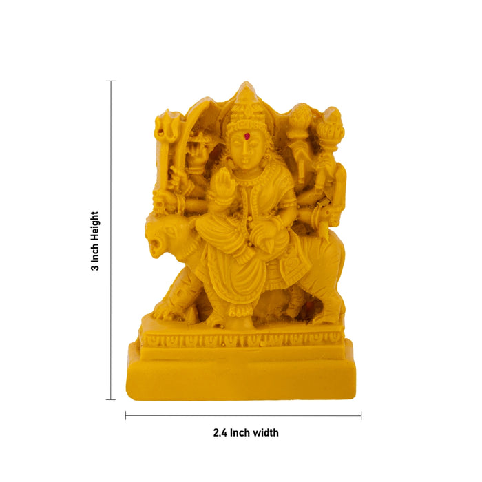 Durga Devi Murti - 3 x 2.4 Inches | Wooden Finish Idol/ Dugra Maa Statue For Pooja Space