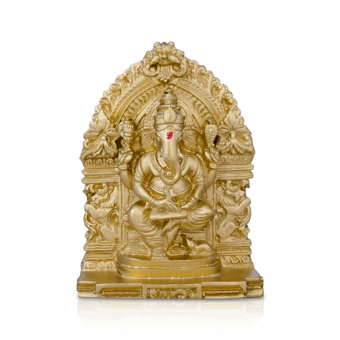 Ganesh Murti With Arch - 4.5 X 3 Inches | Resin Statue/ Sitting Ganpati Murti/ Vinayaka Idol For Pooja Room - Fibre Murties