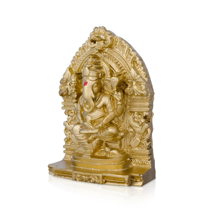 Ganesh Murti With Arch - 4.5 X 3 Inches | Resin Statue/ Sitting Ganpati Murti/ Vinayaka Idol For Pooja Room - Fibre Murties