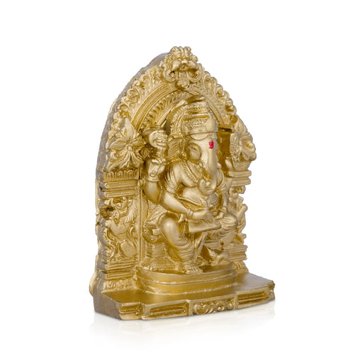 Ganesh Murti With Arch - 4.5 X 3 Inches | Resin Statue/ Sitting Ganpati Murti/ Vinayaka Idol For Pooja Room - Fibre Murties
