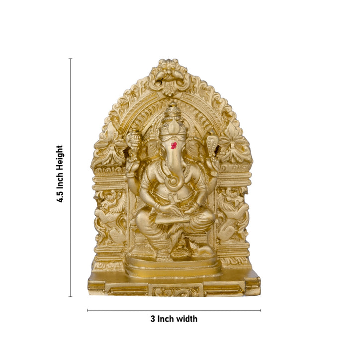 Ganesh Murti With Arch - 4.5 X 3 Inches | Resin Statue/ Sitting Ganpati Murti/ Vinayaka Idol For Pooja Room - Fibre Murties