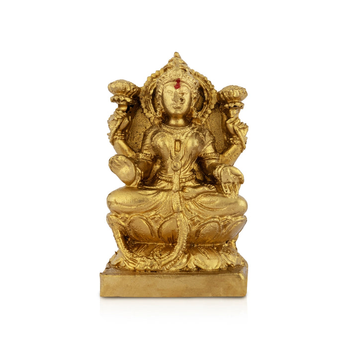 Lakshmi sitting on Lotus Base Murti - 3 x 2 Inches | Resin Lakshmi Idol/ Lakshmi Murti/ Laxmi Statue for Pooja - Fibre Murties