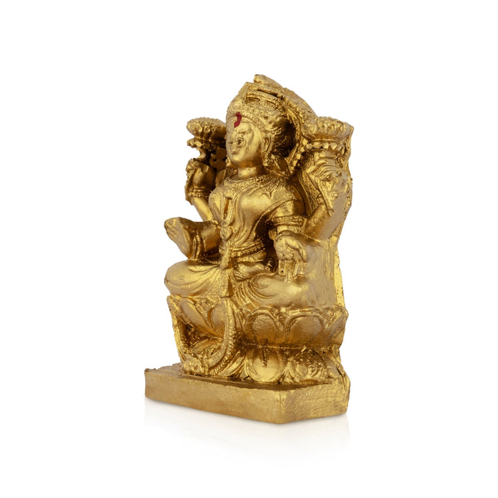 Lakshmi sitting on Lotus Base Murti - 3 x 2 Inches | Resin Lakshmi Idol/ Lakshmi Murti/ Laxmi Statue for Pooja - Fibre Murties
