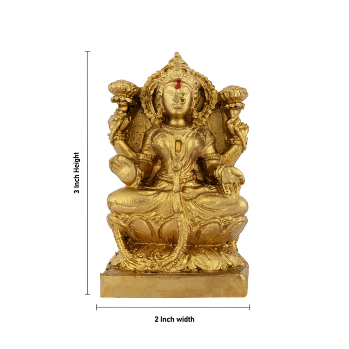 Lakshmi sitting on Lotus Base Murti - 3 x 2 Inches | Resin Lakshmi Idol/ Lakshmi Murti/ Laxmi Statue for Pooja - Fibre Murties