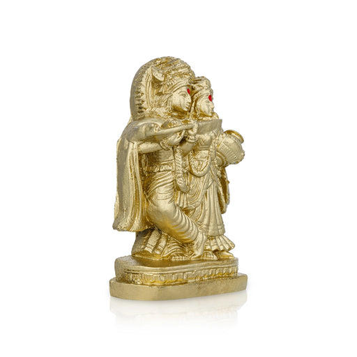 Radha Krishna Murti With Base - 3 x 2 Inches | Resin Statue/ Gold Polish Radha Krishna Idol for Pooja - Fibre Murties