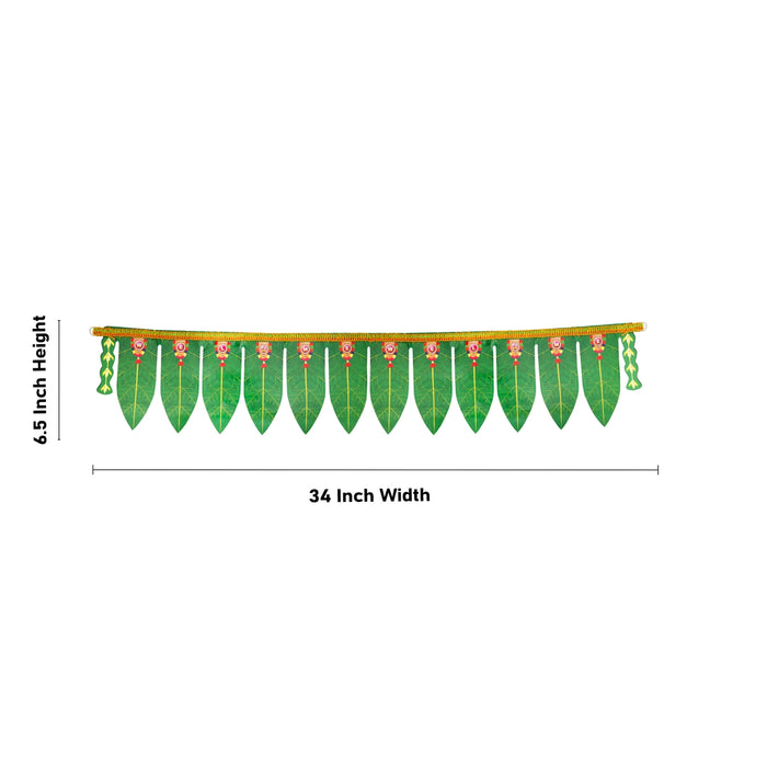 Thoranam - 6.5 x 34 Inches | Plastic Bandhanwar/ Lace Jeeva Green Leaf Toran for Door Decor