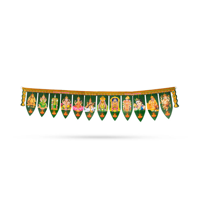 Thoranam - 6.5 x 34 Inches | Plastic Bandhanwar/ Lace Jeeva Green Leaf Toran for Door Decor