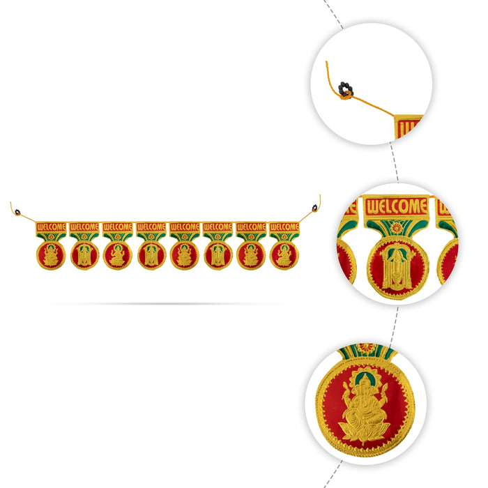 God Picture Toran - 5.5 x 30 Inches | Welcome Golden Thoranam / Bandanwar/ Door Hanging Toran for Home - Toran