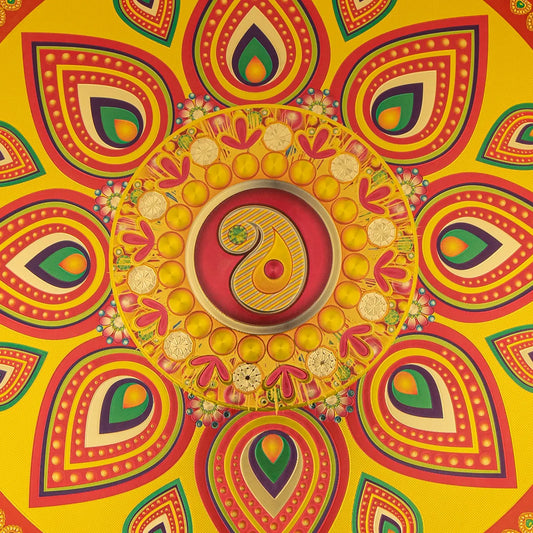 Rangoli Sticker - 15 x 15 Inches | Kolam Sticker/ Muggulu Sticker/ Readymade Rangoli Sticker for Floor Decor - Kolam & Rangoli