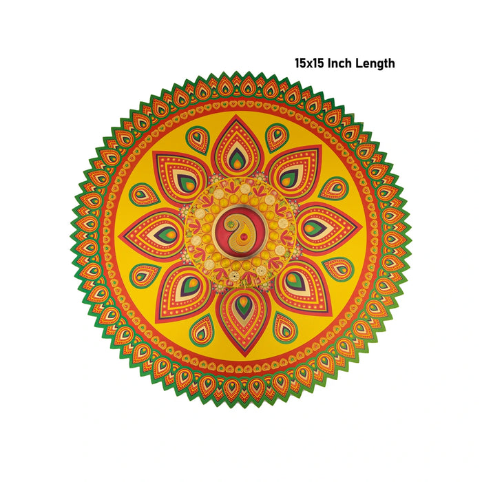 Rangoli Sticker - 15 x 15 Inches | Kolam Sticker/ Muggulu Sticker/ Readymade Rangoli Sticker for Floor Decor