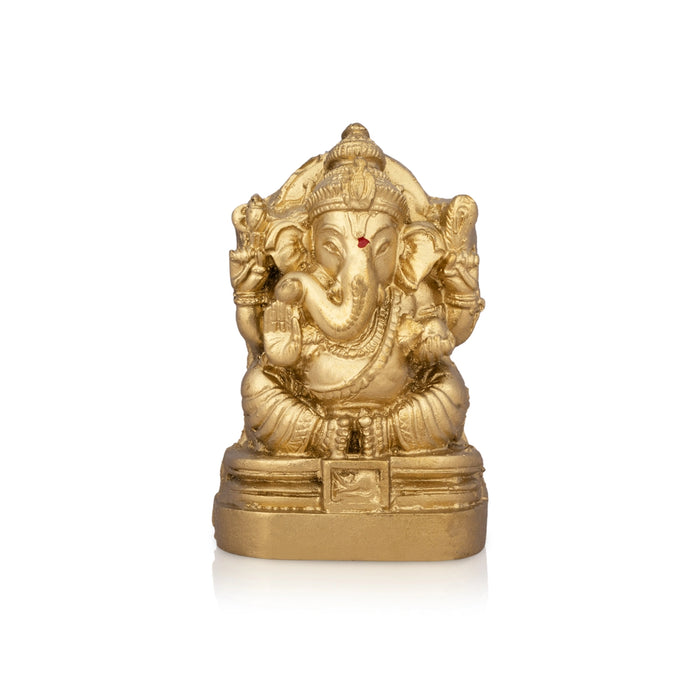 Ganesh Murti - 3 x 2 Inches | Resin Statue/ Gold Polish Ganpati Murti for Pooja/ 80 Gms Approx