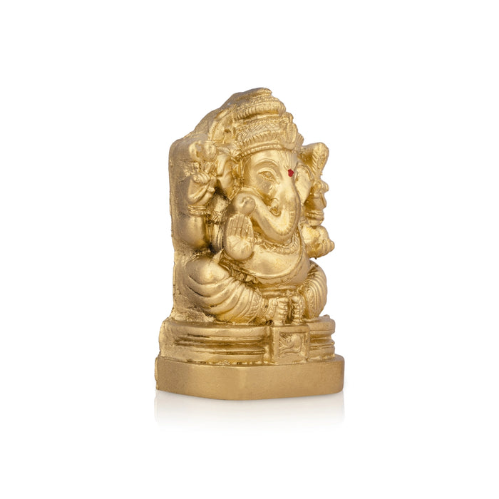 Ganesh Murti - 3 x 2 Inches | Resin Statue/ Gold Polish Ganpati Murti for Pooja/ 80 Gms Approx