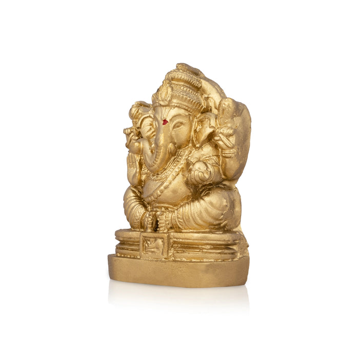 Ganesh Murti - 3 x 2 Inches | Resin Statue/ Gold Polish Ganpati Murti for Pooja/ 80 Gms Approx