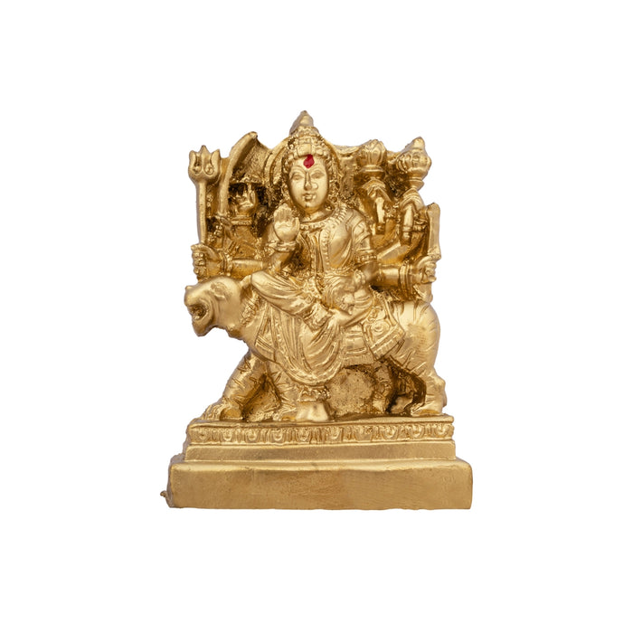 Durga Murti - 3 x 2 Inches | Resin Statue/ Gold Polish Durga Mata for Pooja/ 80 Gms Approx